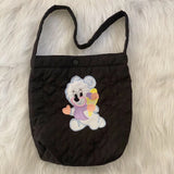 Bear Shoulder Bag Heart Quilting Tote for Women