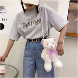 Cartoon Bear Shoulder Bag Harajuku Travel Satchel Crossbody Bag