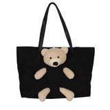Cartoon Bear Rabbit Canvas Women Shoulder Tote Bag