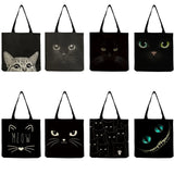 Cartoon Cat Printed Women's Shoulder Bags Eco Reusable High Capacity Tote Bag