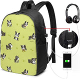 Boston Terrier Dog Backpack 17 Inch Laptop College Book Bag for Men and Women