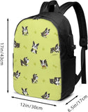 Boston Terrier Dog Backpack 17 Inch Laptop College Book Bag for Men and Women