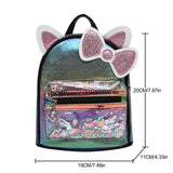 Cartoon Bowknot Mini Backpack Solid PU Leather School Bags Zipper Travel Bag