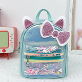 Cartoon Bowknot Mini Backpack Solid PU Leather School Bags Zipper Travel Bag