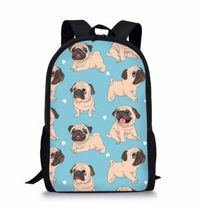 Bulldog Print School Bag Waterproof Boys Backpack