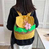 Cartoon Burger Pattern Backpack for Children - Yellow