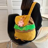 Cartoon Burger Pattern Backpack for Children - Yellow