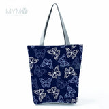Cartoon Butterfly Flowers Print Handbag Eco Friendly High Capacity