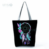 Cartoon Butterfly Flowers Print Handbag Eco Friendly High Capacity
