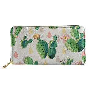Cartoon Cactus Long Wallet Teenager Zipper Money Bag