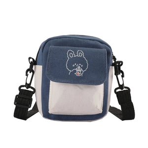 Cartoon Canvas Crossbody Bag Women's Small Zipper Shoulder Bag