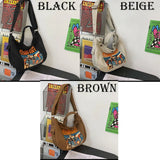 Cartoon Canvas Print Shoulder Bag Large Tote Ladies Casual Shopper Hand