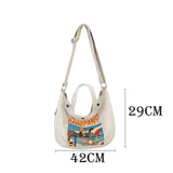 Cartoon Canvas Print Shoulder Bag Large Tote Ladies Casual Shopper Hand