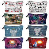Cartoon Cat Cosmetic Bags 3D Printed Makeup Bag Women Eco Reusable Pencil Case
