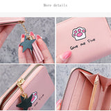 Cat Paws Tassel Student Female Purse Clutch Women Short Wallet