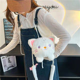 Cartoon Cat Plush Shoulder Bag Women Girl Messenger Bag