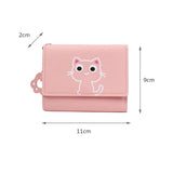 Cartoon Cat Tassel Student Female Purse Clutch Women Three-fold Short Wallet