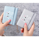 Cartoon Cat Tassel Student Female Purse Clutch Women Three-fold Short Wallet