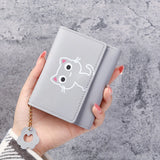 Cartoon Cat Tassel Student Female Purse Clutch Women Three-fold Short Wallet