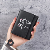 Cartoon Cat Tassel Student Female Purse Clutch Women Three-fold Short Wallet