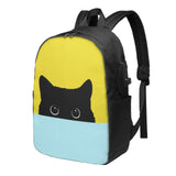Colorful Cat Backpack Travel Laptop Bookbag USB Port School Bag