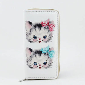 Cat Wallet for Girls Japan Style Prints Zipper Standard Wallets