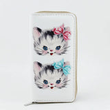 Cat Wallet for Girls Japan Style Prints Zipper Standard Wallets