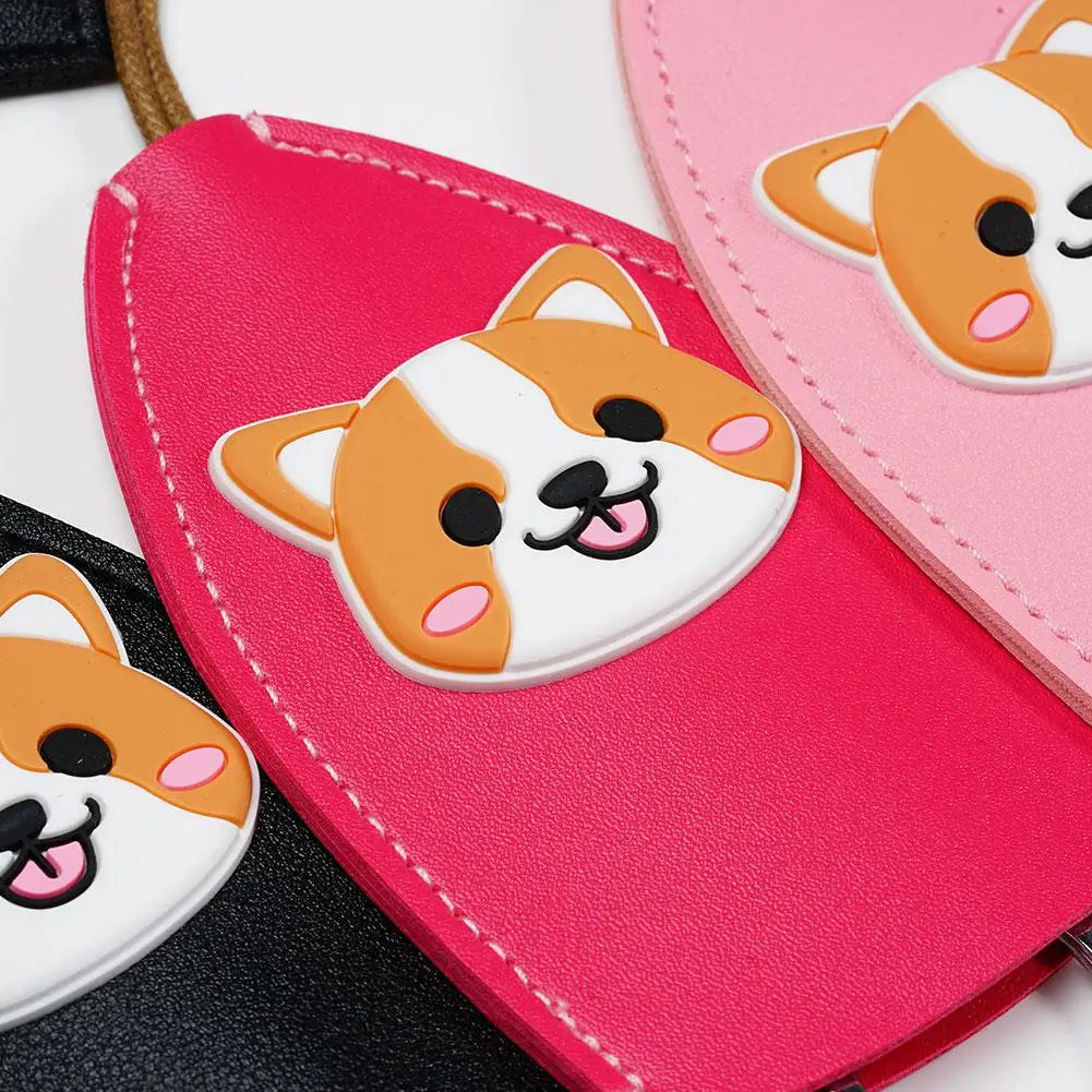 Cartoon Corgi Unisex Key Bag PU Leather Key Wallet Car Key Holder Case