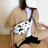 Cow Print Waist Fanny Pack Women Belt Bag Travel Hip Bum Canvas Purse