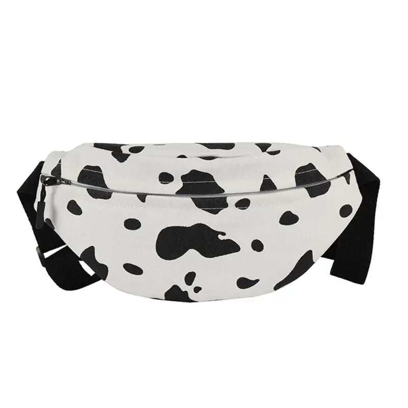 Cow Print Waist Fanny Pack Women Belt Bag Travel Hip Bum Canvas Purse