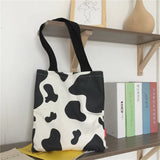 Cow Print Women Canvas Bag Large Capacity Shoulder Bag