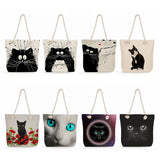 Creative Cat Print Shopping Bags Japanese Style Large Womens Totes