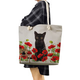 Cartoon Cat Print Eco Reusable Handbags Japanese Style Tote