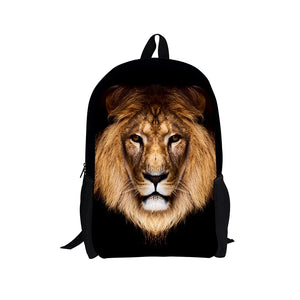 Creative Lion 3D Print 3pcs/Set School Travel Daypack Shoulder Bag Pencil Case