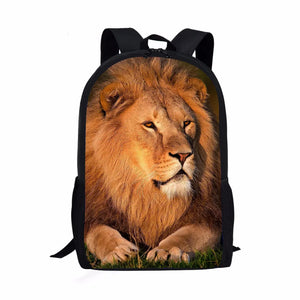 Creative Lion 3D Print 3pcs/Set School Travel Daypack Shoulder Bag Pencil Case