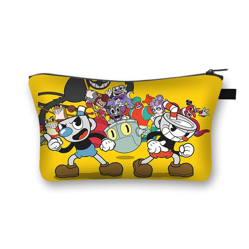 Cuphead/Mughead Print Cosmetic Case Women Makeup Bag Girls Cosmetic Bag