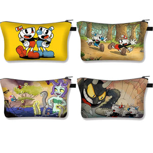 Cuphead/Mughead Print Cosmetic Case Women Makeup Bag Girls Cosmetic Bag
