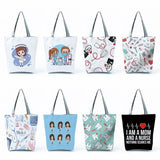 Cartoon Dentist Nurse Print Tote Women Shoulder Bag Handbags