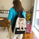 Bear Cartoon Backpack for Teenage Girls School Bag Women Shoulder Bags