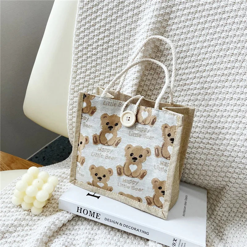 Bear Canvas Bag Portable Shopping Bag Large-capacity Eco Tote Bag