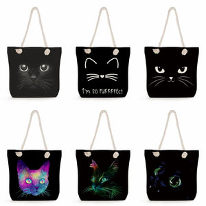 Cartoon Cat Womens Bag Big Capacity Handbags Portable Tote Bags