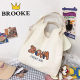 Cartoon Canvas Tote Bag Women's Korean-Style Handbag