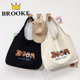 Cartoon Canvas Tote Bag Women's Korean-Style Handbag