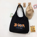 Cartoon Canvas Tote Bag Women's Korean-Style Handbag