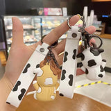 Silicone Cow Pendant Keychain Cute Animal Bag Accessories
