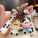 Silicone Cow Pendant Keychain Cute Animal Bag Accessories