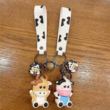 Silicone Cow Pendant Keychain Cute Animal Bag Accessories