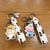 Silicone Cow Pendant Keychain Cute Animal Bag Accessories