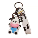 Silicone Cow Pendant Keychain Cute Animal Bag Accessories