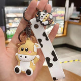 Silicone Cow Pendant Keychain Cute Animal Bag Accessories